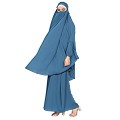 Two piece Jilbab with inner abaya - French Blue 	Two piece Jilbab with inner abaya - French Blue